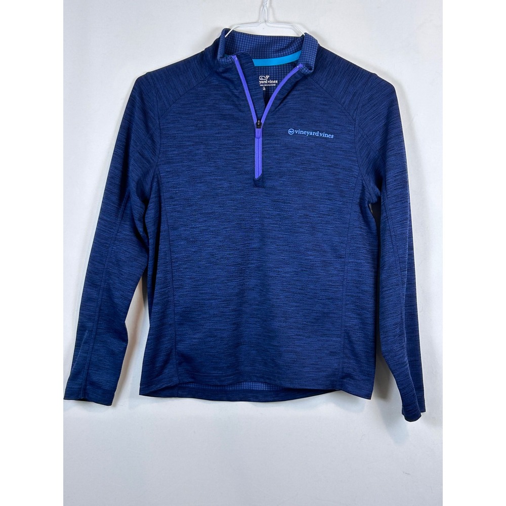 Vineyard Vines Boys Navy Blue Space Dye Performance Quarter‎ Zip Pullover Large